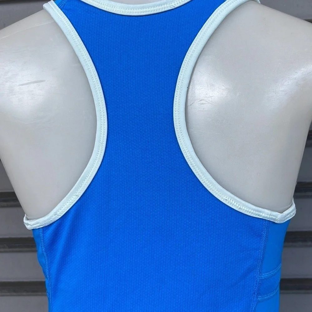 Nike Dri-FIT Blue White Trim Built In Shelf Bra Racerback Tank Top Size M